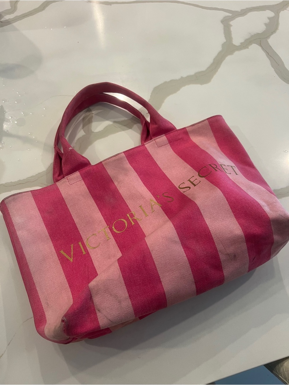 Victoria's Secret Pink Striped Canvas Tote